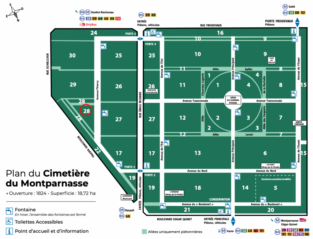 Plan du cimetière Montparnasse